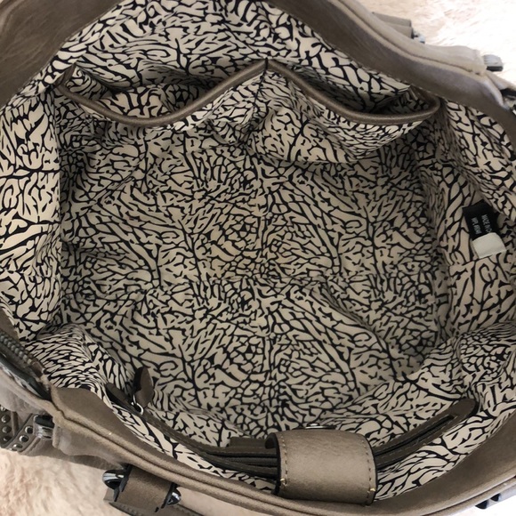 INC Hazel Studded Satchel Faux Leather Gray/Brown - Picture 3 of 9